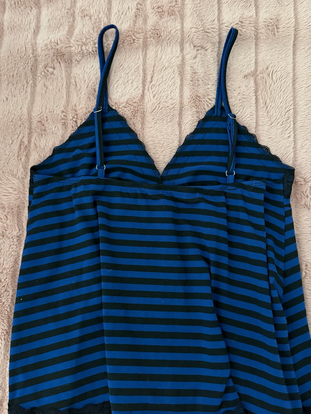 Striped Blue & Black Lace Cami Babydoll Style - Picture 5 of 5